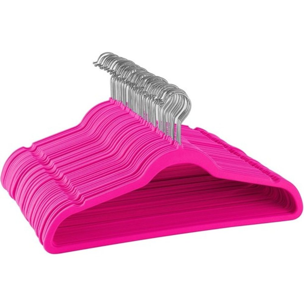 SET OF 12 HOT PINK VELVET HANGERS